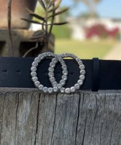 Valeria'S Boutique Double O Rhinestone Thick Belt (Silver)