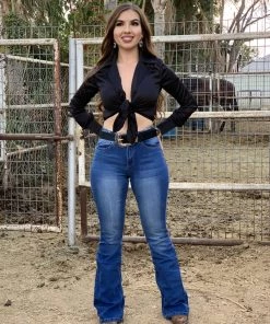 Valeria'S Boutique The Classic High Rise Flare Jeans (Dark) - Short Length 32” Inseam