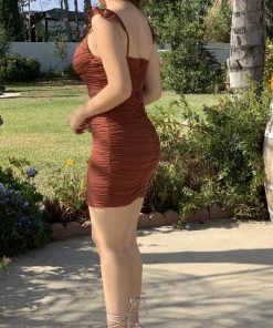 Valeria'S Boutique New Arrivals Scarlette Mesh Mini Dress (Rust)