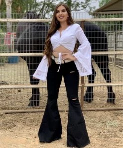 Valeria'S Boutique Macarena High Rise Bell Bottom Jeans (Black) COLORES Collection