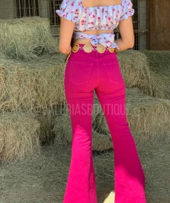 Valeria'S Boutique COLORES Collection Flower Garden Floral Top (Magenta)