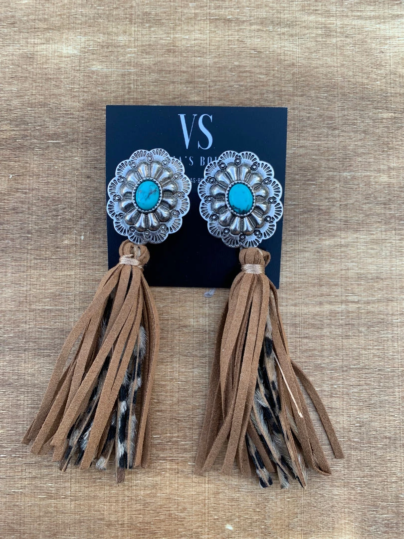 Valeria'S Boutique New Arrivals Concho Fringe Earrings (Brown) 3 Valeria'S Boutique New Arrivals Concho Fringe Earrings (Brown)