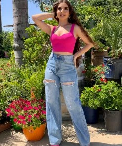 Valeria'S Boutique Cindy Ribbed Top (Pink)