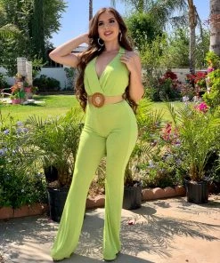 Valeria'S Boutique COLORES Collection Flamenco Jumpsuit (Lime)