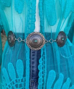 Valeria'S Boutique New Arrivals TC10 Turquoise Concho Chain Belt