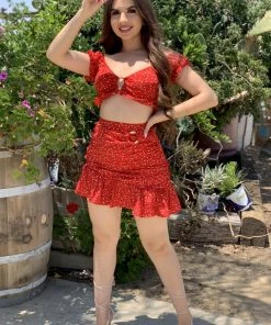 Valeria'S Boutique Emily Skirt Set (Red)