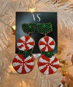 Valeria'S Boutique Candy Cane Earrings
