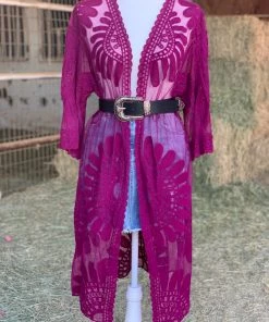 Valeria'S Boutique Kayla Mesh Kimono (Plum) New Arrivals