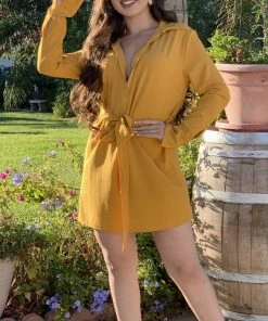 Valeria'S Boutique Cindy Mini Dress (Mustard)