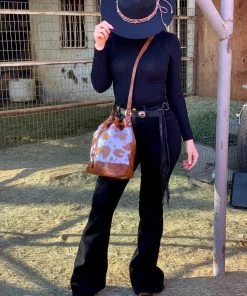 Valeria'S Boutique Cowprint Bucket Bag