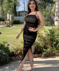 Valeria'S Boutique Kenya Mesh Midi Dress (Black) New Arrivals