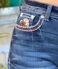 Valeria'S Boutique New Arrivals Rosa Teresa Embroidered High Rise Bootcut Jeans - Short Length 30