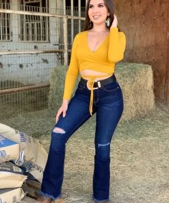 Valeria'S Boutique Rosalia High Rise Flare Jeans (Dark) - Short Length 32" Inseam New Arrivals