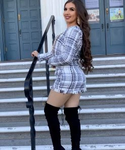 Valeria'S Boutique Anastasia Tweed 3 Piece Short Set (White) New Arrivals