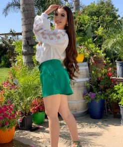 Valeria'S Boutique Cayetana Wide Leg Shorts (Green)