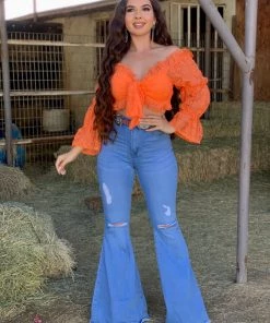 Valeria'S Boutique COLORES Collection Karol Crochet Top (Orange)