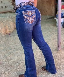 Valeria'S Boutique Niña Soñada Mid Rise Bling Bootcut Jeans