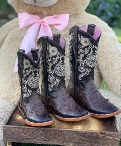 Valeria'S Boutique Baby Girl Arracada Jerezana Embroidered Western Boots (Cincelada)
