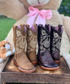 Valeria'S Boutique Baby Girl Arracada Jerezana Embroidered Western Boots (Honey)