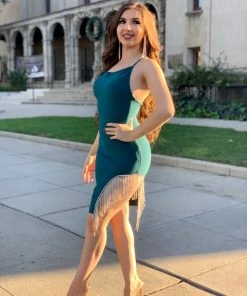 Valeria'S Boutique Giselle Rhinestone Fringe Mini Dress New Arrivals