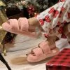 Valeria'S Boutique Pink Furry Slides