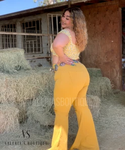 Valeria'S Boutique Piña Para La Niña High Rise Bell Bottom Jeans COLORES Collection