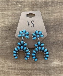 Valeria'S Boutique New Arrivals Mini Squash Blossom Earrings (Turquoise)