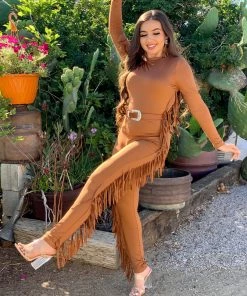 Valeria'S Boutique Selma Fringe Jumpsuit Rodeo Collection
