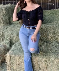 Valeria'S Boutique Maribel Crochet Top (Black) New Arrivals