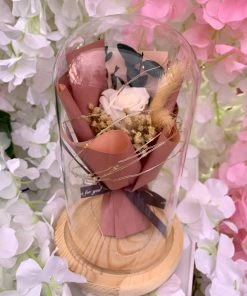 Valeria'S Boutique Birthday / Anniversary Gifts Pre-lit Enchanted Rose In Glass Dome (Pink)