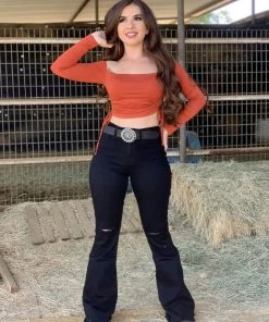 Valeria'S Boutique New Arrivals Rosalia High Rise Flare Jeans (Black) - Long Length 34'" Inseam 11 Valeria'S Boutique New Arrivals Rosalia High Rise Flare Jeans (Black) - Long Length 34'