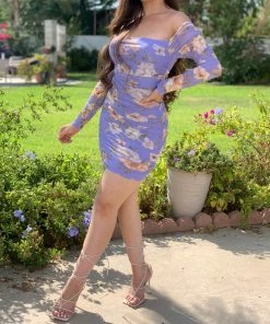 Valeria'S Boutique Dresses Lila Floral Mini Dress