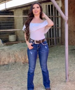 Valeria'S Boutique Niña Soñada Mid Rise Bling Bootcut Jeans