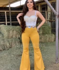 Valeria'S Boutique Piña Para La Niña High Rise Bell Bottom Jeans COLORES Collection