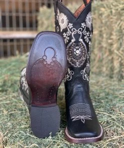 Valeria'S Boutique Arracada Jerezana Embroidered Western Boots (Glossy Black) New Arrivals