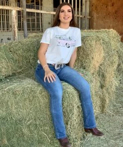 Valeria'S Boutique Romina Mid Rise Bootcut Jeans (Sand)