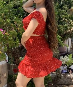 Valeria'S Boutique Emily Skirt Set (Red)