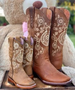 Valeria'S Boutique Baby Girl Arracada Jerezana Embroidered Western Boots (Honey)