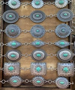 Valeria'S Boutique New Arrivals TC10 Turquoise Concho Chain Belt