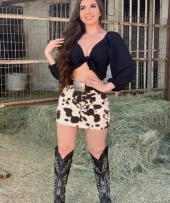 Valeria'S Boutique Cowprint Mini Skirt Rodeo Collection