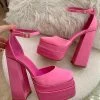 Valeria'S Boutique Tiffany Chunky Platform Heels (Pink) COLORES Collection