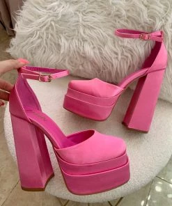 Valeria'S Boutique Tiffany Chunky Platform Heels (Pink) COLORES Collection
