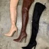 Valeria'S Boutique Suede Thigh High Boots (Black)