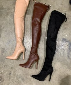 Valeria'S Boutique Suede Thigh High Boots (Black)