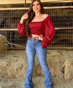 Valeria'S Boutique Rita High Rise Flare Jeans (Sand) New Arrivals