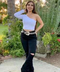 Valeria'S Boutique Rosalia High Rise Flare Jeans (Black) - Short Length 32