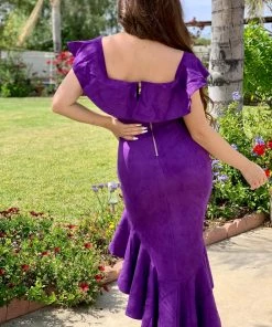 Valeria'S Boutique Granada Suede High-Low Maxi Dress (Purple) New Arrivals