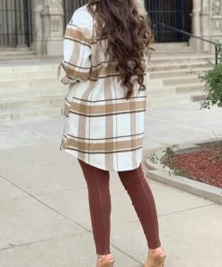 Valeria'S Boutique Trina Plaid Shacket (Brown)