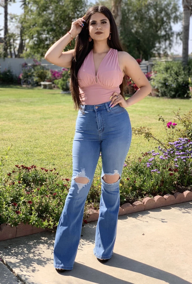 Valeria'S Boutique Rosabella Distressed High Rise Flare Jeans (Light) New Arrivals 8 Valeria'S Boutique Rosabella Distressed High Rise Flare Jeans (Light) New Arrivals