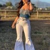 Valeria'S Boutique Denim Rhinestone Fringe Bustier Top Rodeo Collection